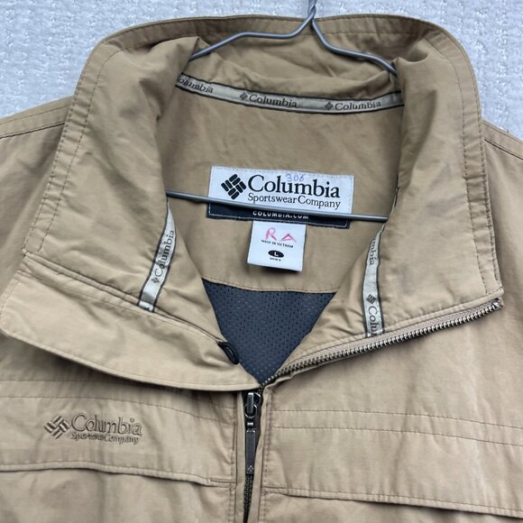 Columbia Mens L Jacket  Northway Full Zip Vented Windbreaker Tan / Sand Outdoor - Picture 7 of 15